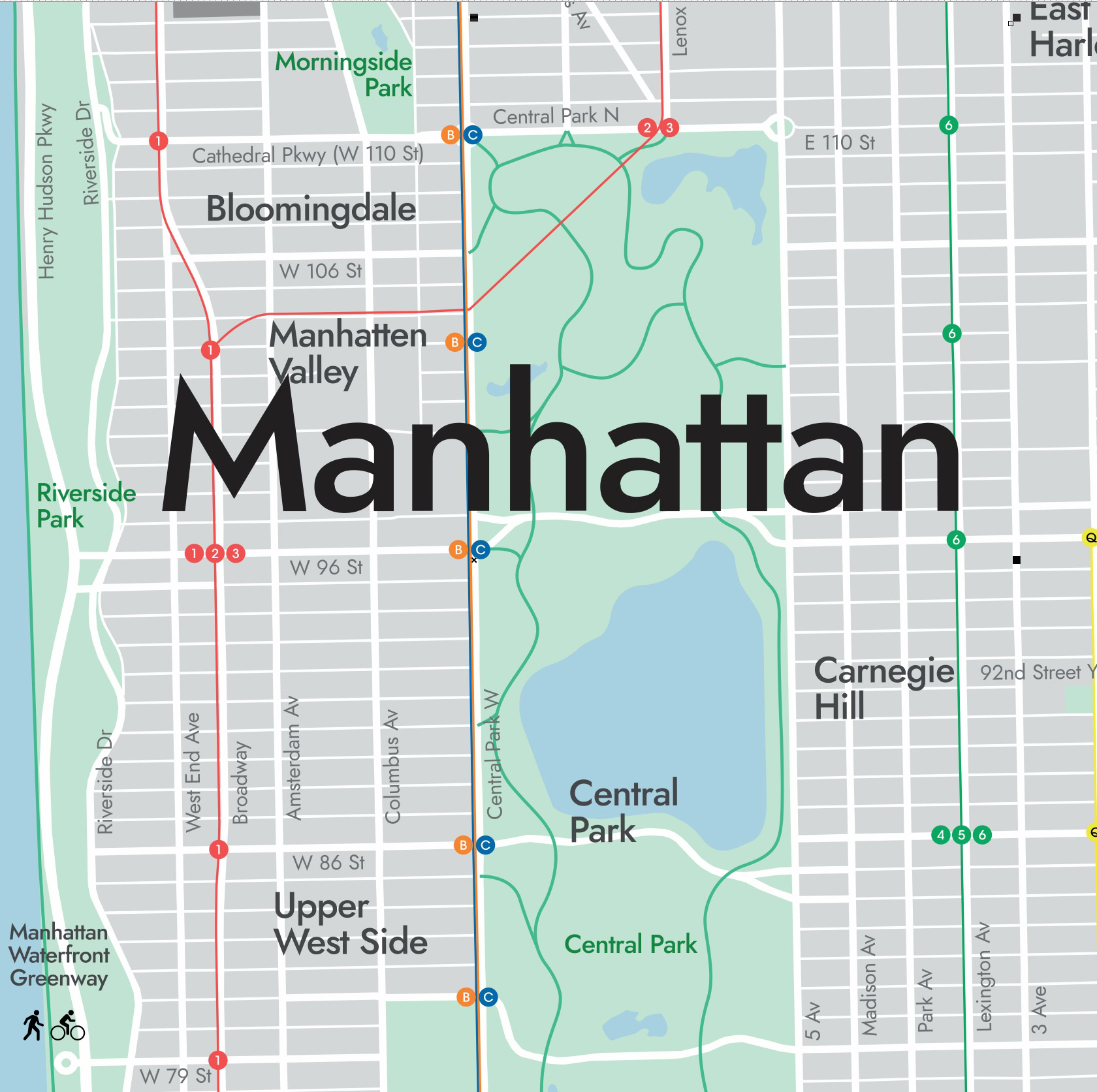 map of manhattan bw